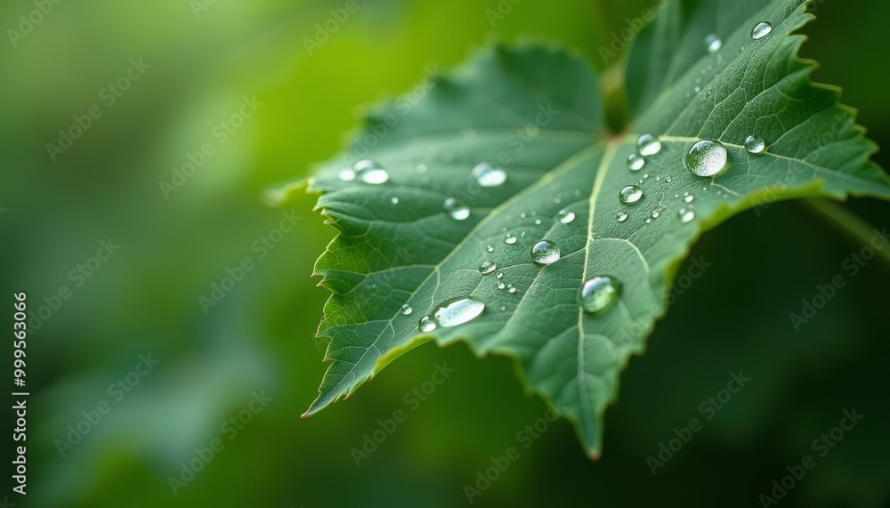 Natures dewy beauty captured in a single leaf Natures dewy beauty captured in a single leaf