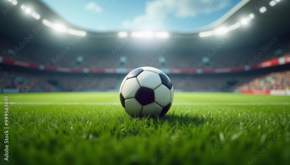 Fototapeta premium Soccer ball on a field ready for the game
