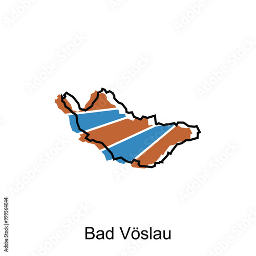 High detailed illustration map of Bad Voslau City, World map Austria country vector illustration template photo