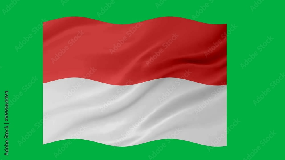 Indonesia waving flag with 3d glowing shade isolated on green background Indonesia waving flag with 3d glowing shade isolated on green background