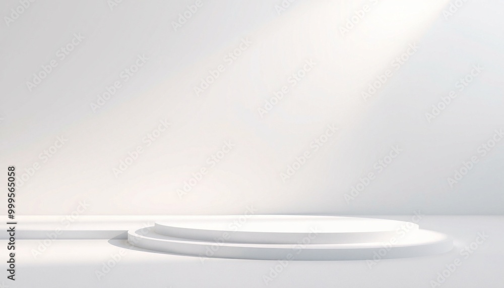 Simple white platform with a soft light spotlight. Simple white platform with a soft light spotlight.