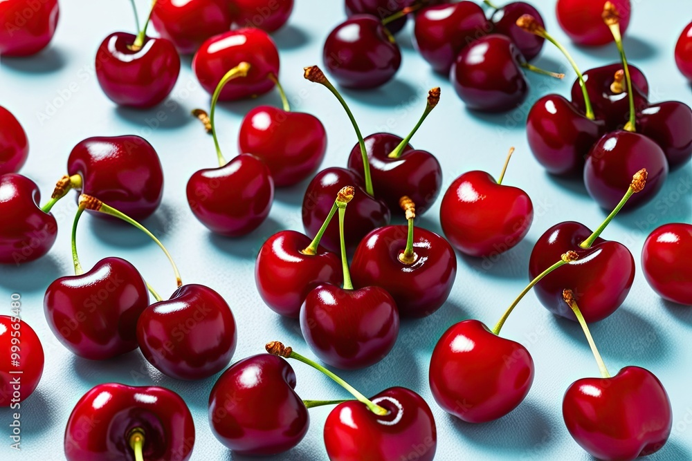Vibrant Red Cherries Isolated on Light Background Fresh and Juicy Berries Vibrant Red Cherries Isolated on Light Background Fresh and Juicy Berries