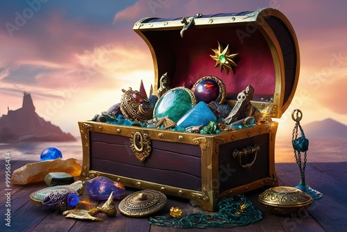 Magical Treasure Chest Filled with Rare Artifacts for Enchanting Discoveries