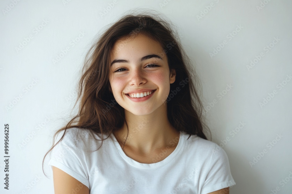Portrait of a Thoughtful Businesswoman with a Yellow Light Bulb Icon Concept in a Casual White T-Shirt Portrait of a Thoughtful Businesswoman with a Yellow Light Bulb Icon Concept in a Casual White T-Shirt