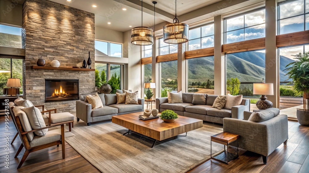 Experience the charm of modern interior design in Utah, where natural light flourishes, cozy furnishings invite Experience the charm of modern interior design in Utah, where natural light flourishes, cozy furnishings invite