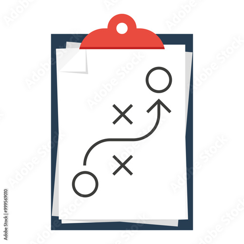 Clipboard with Tactic, Strategy Plan. Vector Illustration