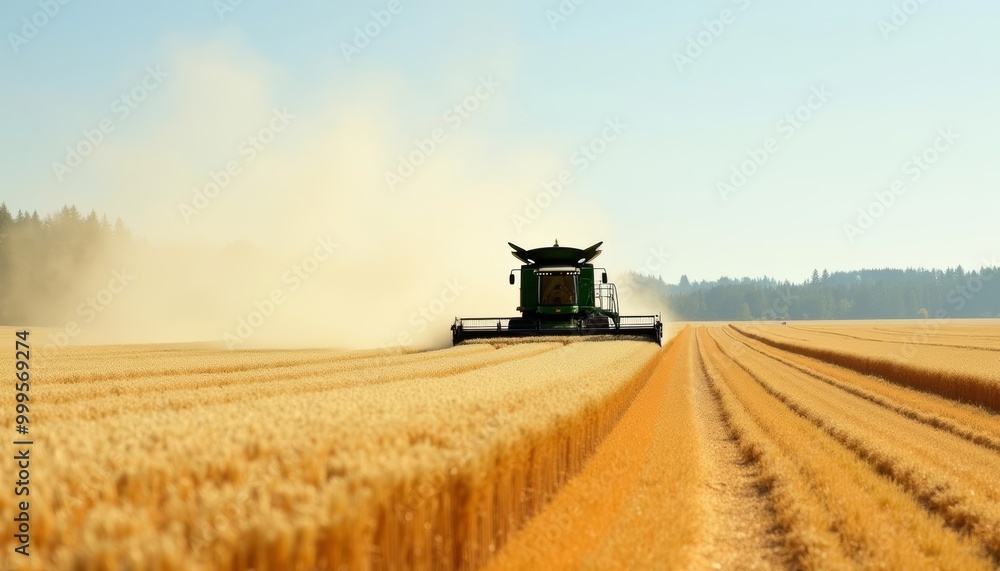 Fototapeta premium Harvesting the golden fields of the countryside