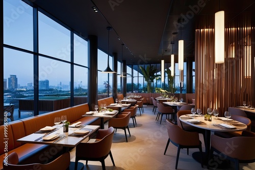 Fototapeta Naklejka Na Ścianę i Meble -  Rich Culinary Experience in a Contemporary Restaurant Setting