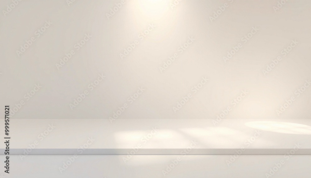 White minimalist backdrop with a light beam and a platform. White minimalist backdrop with a light beam and a platform.