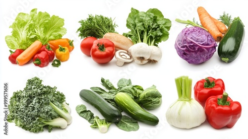 Set of Fresh healthy vegetable isolated on white background.