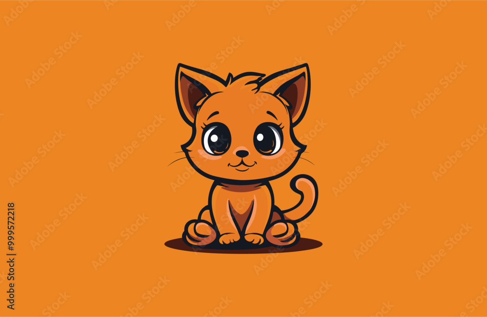Obraz premium Cat logo vector icon illustration style