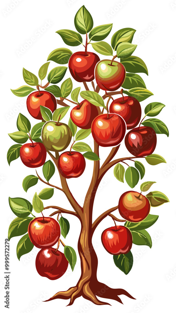 apple on tree - apple vector art, illustration of apple, apple isolated on white apple on tree - apple vector art, illustration of apple, apple isolated on white