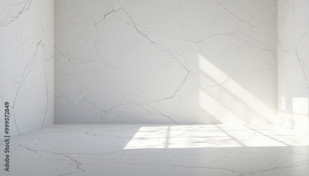 White marble room with a window and sunlight. White marble room with a window and sunlight.