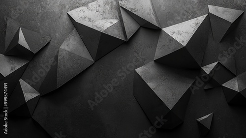 Wallpaper Mural Black white dark gray abstract background. Geometric pattern shape. Line triangle polygon angle. Gradient. Shadow. Matte. 3d effect. generative ai Torontodigital.ca