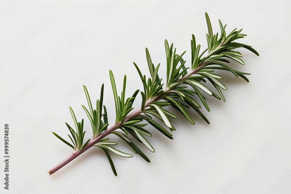 Fototapeta premium Fresh Rosemary Herb Sprig Isolated on Clean White Background for Culinary Use