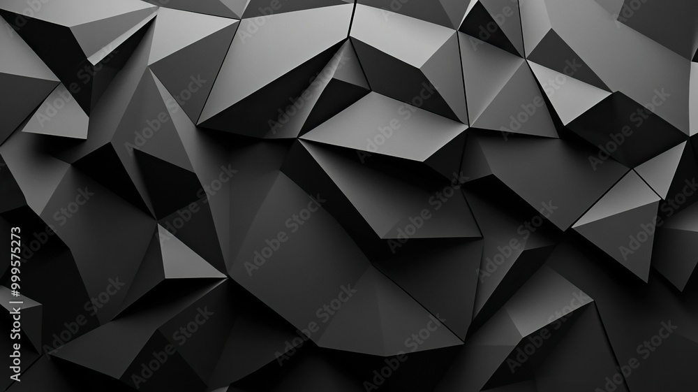 Black white dark gray abstract background. Geometric pattern shape. Line triangle polygon angle. Gradient. Shadow. Matte. 3d effect. generative ai Black white dark gray abstract background. Geometric pattern shape. Line triangle polygon angle. Gradient. Shadow. Matte. 3d effect. generative ai