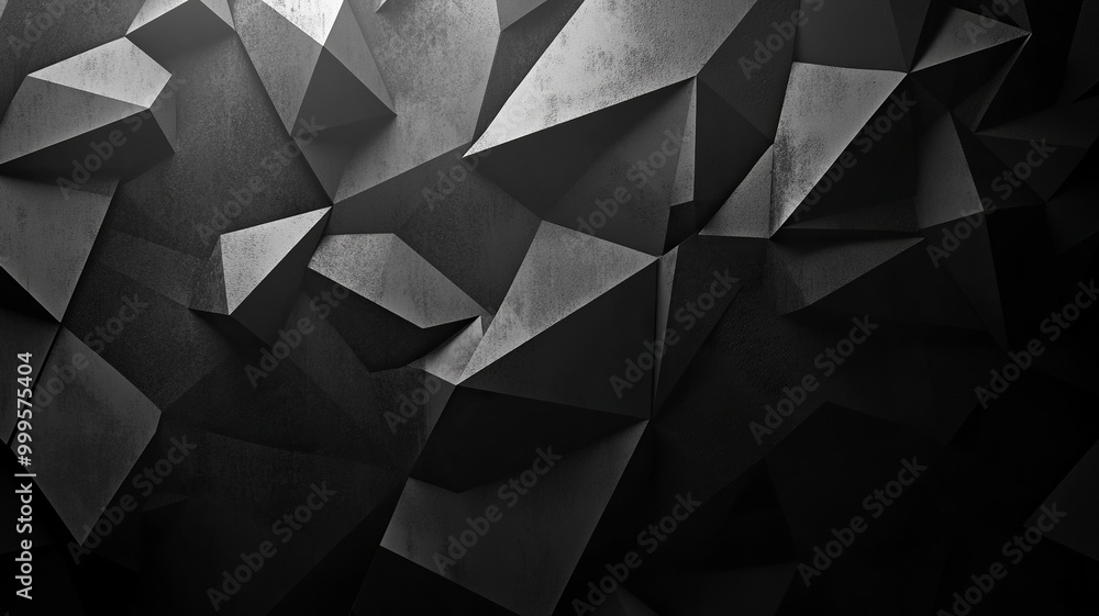 Black white dark gray abstract background. Geometric pattern shape. Line triangle polygon angle. Gradient. Shadow. Matte. 3d effect. generative ai Black white dark gray abstract background. Geometric pattern shape. Line triangle polygon angle. Gradient. Shadow. Matte. 3d effect. generative ai