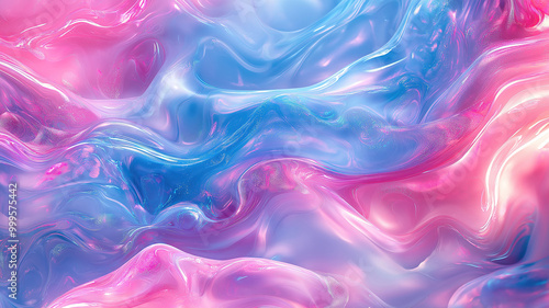 Wallpaper Mural Surreal Wavy Marble Pattern in Holographic Pink and Blue for a Retro 80s Vibe Torontodigital.ca