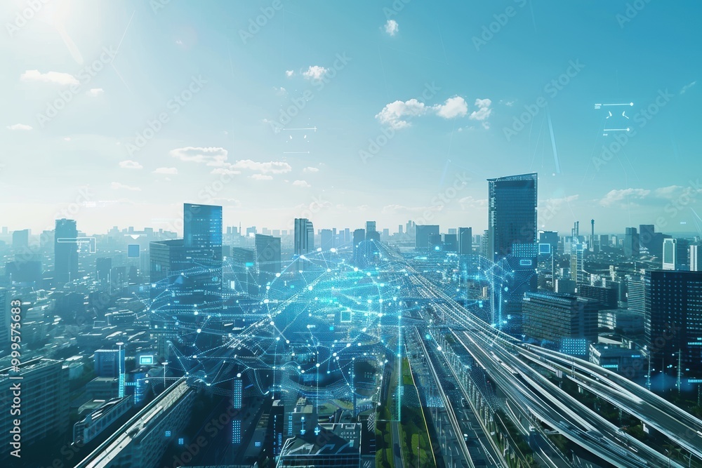 Obraz premium High Altitude View of Smart City During Daytime