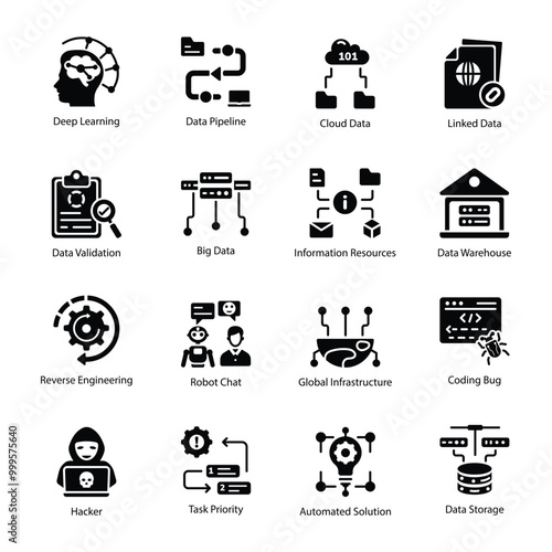 Collection of Glyph Style Data Icons 

