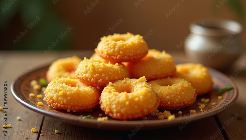 Delicious golden donuts on a plate Delicious golden donuts on a plate