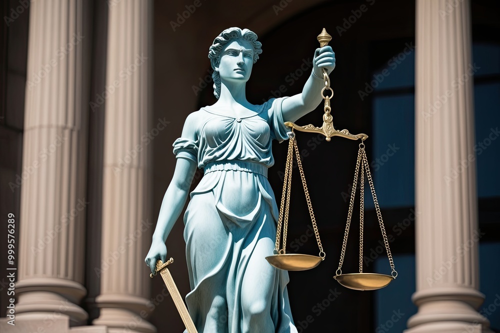 Fototapeta premium Themis Statue of Lady Justice Representing Law Balance and Equality
