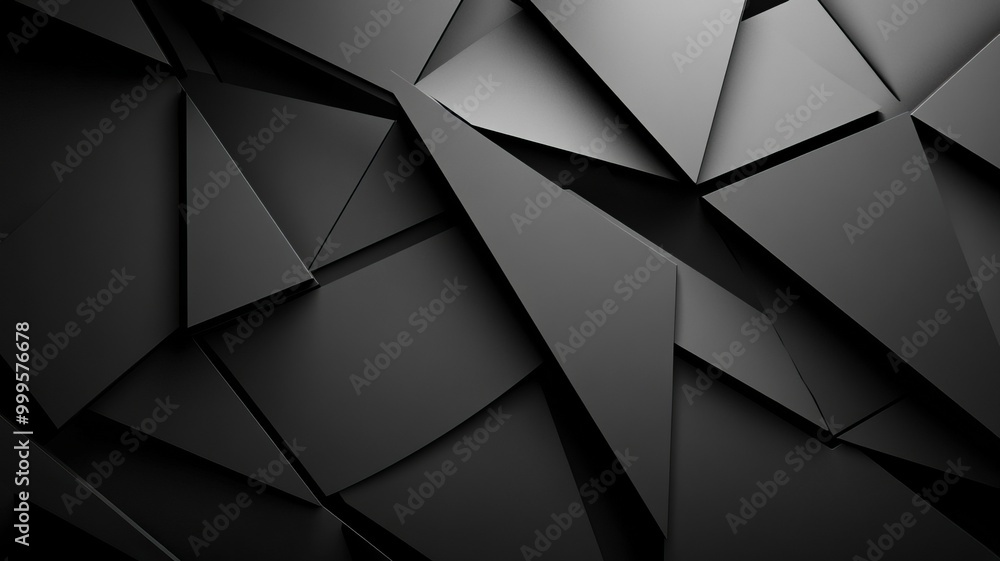 Black white dark gray abstract background. Geometric pattern shape. Line triangle polygon angle. Gradient. Shadow. Matte. 3d effect. generative ai Black white dark gray abstract background. Geometric pattern shape. Line triangle polygon angle. Gradient. Shadow. Matte. 3d effect. generative ai