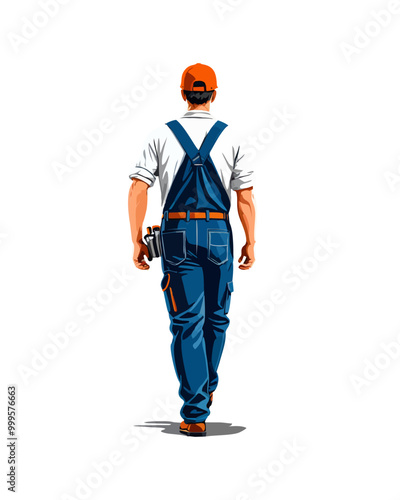 Detailed flat vector people and illustration, man with mechanic technician outfit
