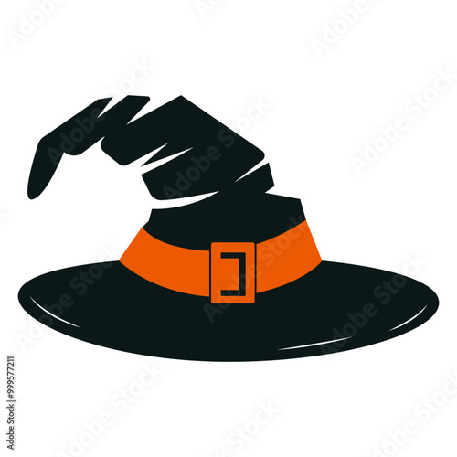 Halloween black witches hat. Vector illustration