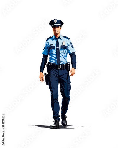 Detailed flat vector people and illustration, man with police outfit