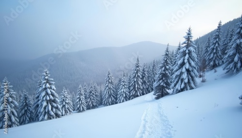 Wallpaper Mural  Snowy serenity in the mountains Torontodigital.ca