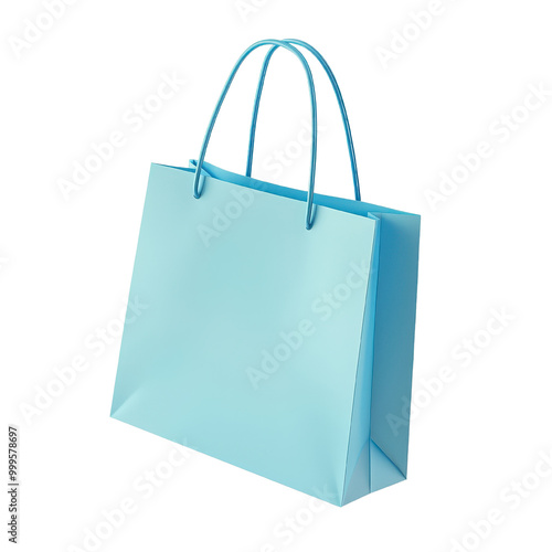 A stylish blue paper bag perfect for shopping, gifting, or retail use, featuring elegant handles and a clean design.