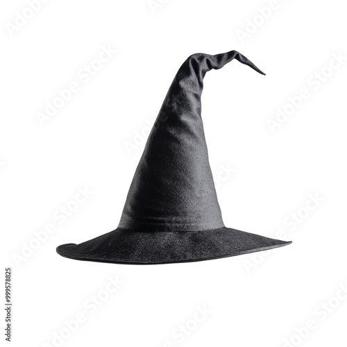 A spooky black witch hat perfect for Halloween or themed events, adding a magical touch to costumes and celebrations.