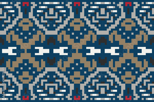 Geometric Traditional Indian Melodic Patternfolk Embroidery, Aztec Geometric Ornament Print. Design for Carpet, Wallpaper, Clothing, Wrapping, Fabric