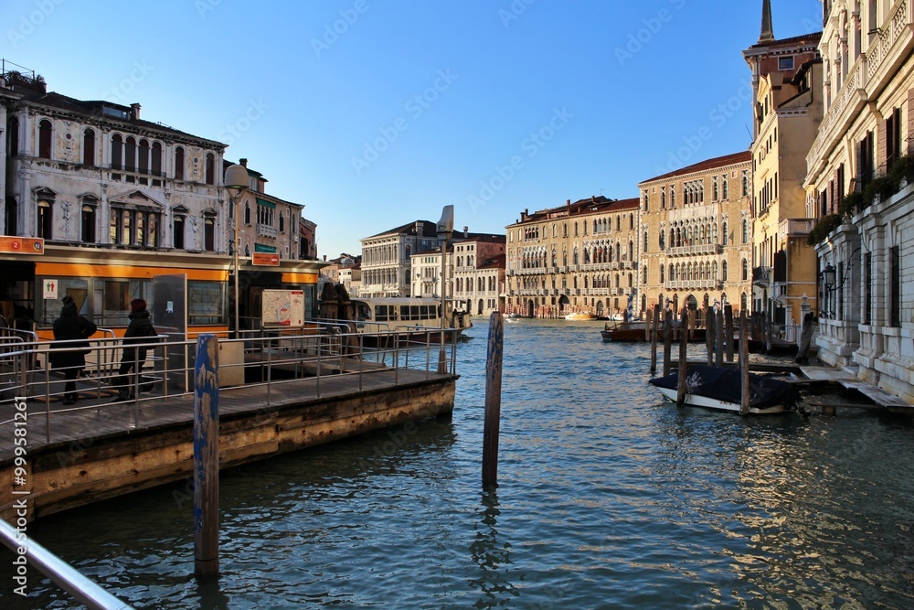 Fototapeta premium S. Toma' Station (water bus station) in Venice, Italy