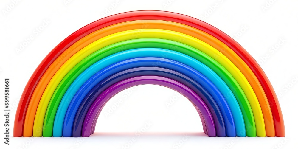 Obraz premium Lively rainbow logo design showcasing bold, colorful arches, perfect for creative projects and artistic endeavors,