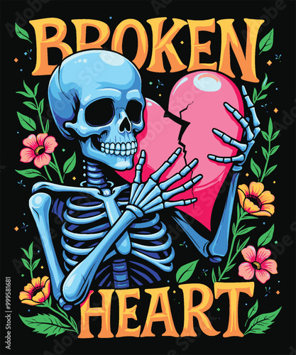 Broken Heart Vintage Typography T-shirt Design