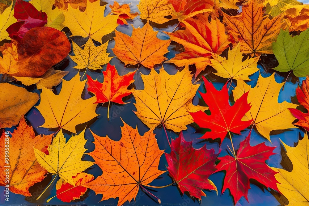 Stunning Collection of Colorful Autumn Leaves in Bright Orange Yellow and Red on Clear Background Stunning Collection of Colorful Autumn Leaves in Bright Orange Yellow and Red on Clear Background