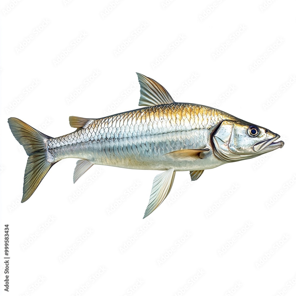 Fototapeta premium Tarpon pacific ocean fish isolated on a white background, aquatic animal