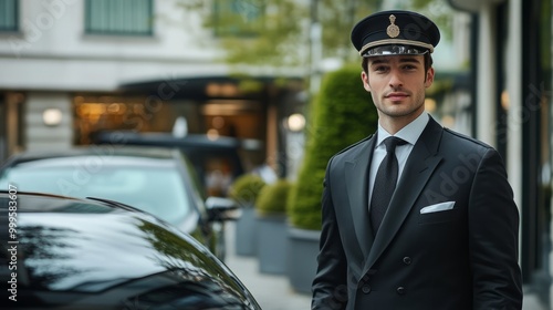 Valet Parking Service at a Luxury Hotel. This image captures the elegance and convenience of high-end hospitality service photo