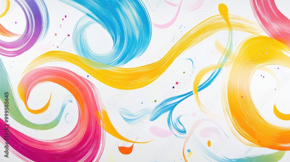 Playful, happy swirling trails form a captivating abstract pattern on a white backdrop, creating a lighthearted and fun artistic display Playful, happy swirling trails form a captivating abstract pattern on a white backdrop, creating a lighthearted and fun artistic display