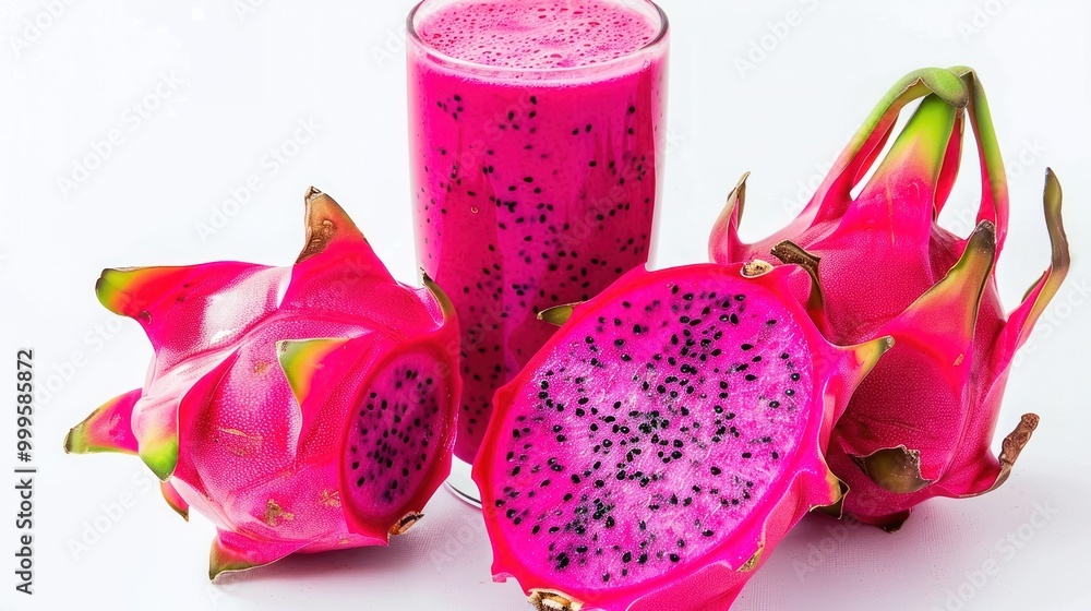 Dragon Fruit Smoothie and Fresh Fruit Dragon Fruit Smoothie and Fresh Fruit