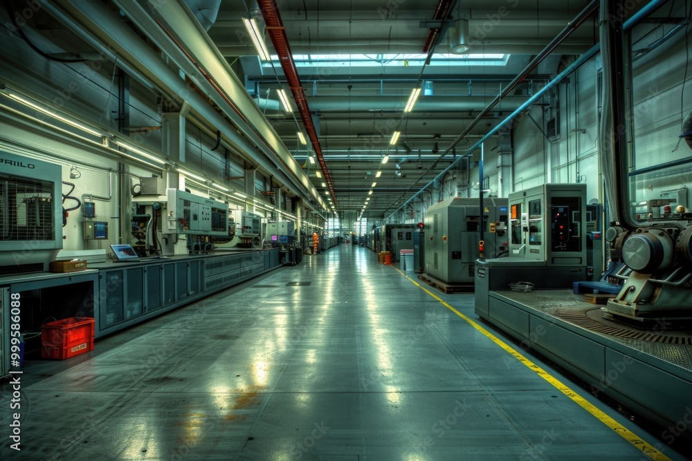 A large industrial factory with many machines and equipment, suitable for use in business or industry related contexts A large industrial factory with many machines and equipment, suitable for use in business or industry related contexts