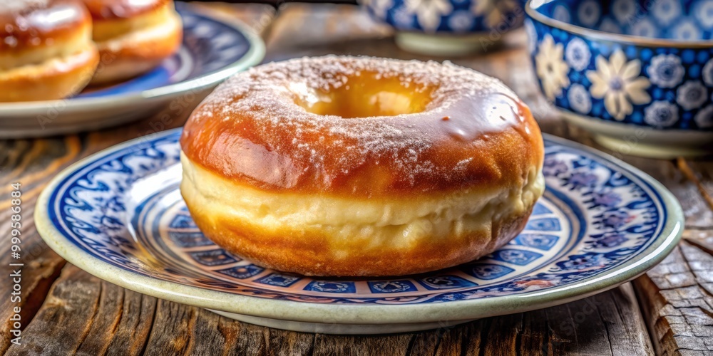 Savor a scrumptious Polish donut, glazed delicately and coated in sugar, beautifully arranged on an elegant plate, Savor a scrumptious Polish donut, glazed delicately and coated in sugar, beautifully arranged on an elegant plate,