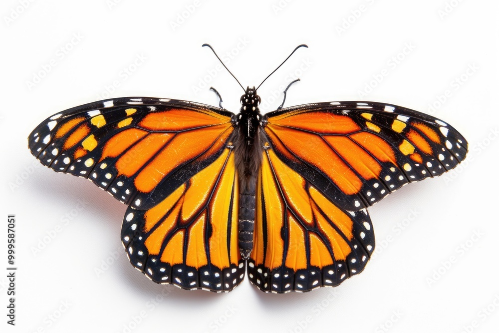 A single butterfly perched on a white surface, perfect for use in educational or scientific contexts A single butterfly perched on a white surface, perfect for use in educational or scientific contexts