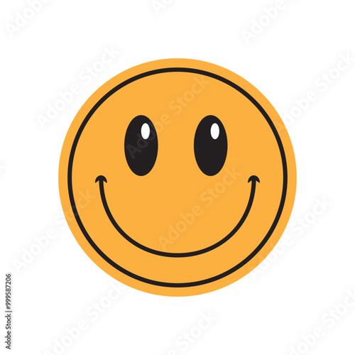 Retro smile sticker, for trendy theme element