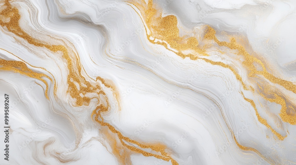 Obraz premium White Marble Abstract With Golden Texture