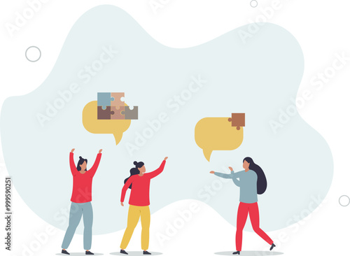 Offer solution to solve problem, consultant or manager advice to team member,flat design with people.