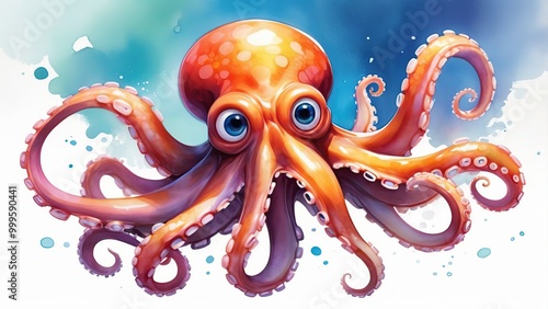 Watercolor painting of a Octopus