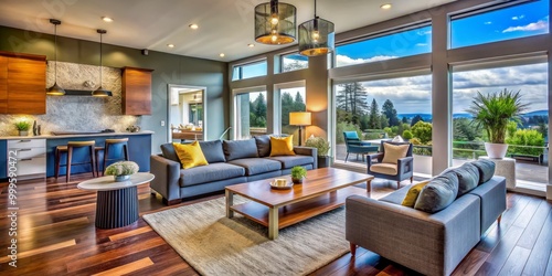 Stylish Tacoma, Washington home features modern interior design concepts that create an elegant harmony of space,